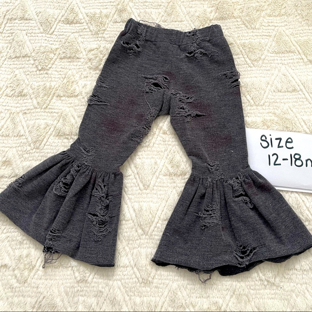 Infant distressed bell bottoms